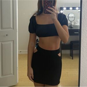 black cutout pencil skirt